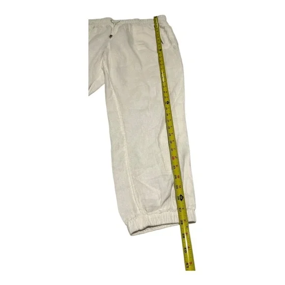 Athleta White Linen Blend Jogger Pants Drawstring Waist Pockets Casual 16 - Picture 8 of 14
